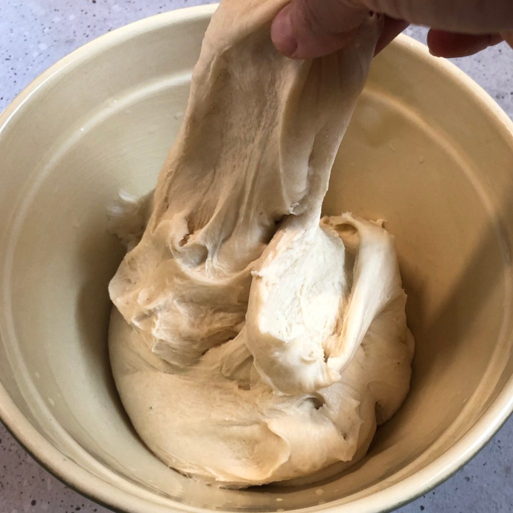 Stretching and folding the dough